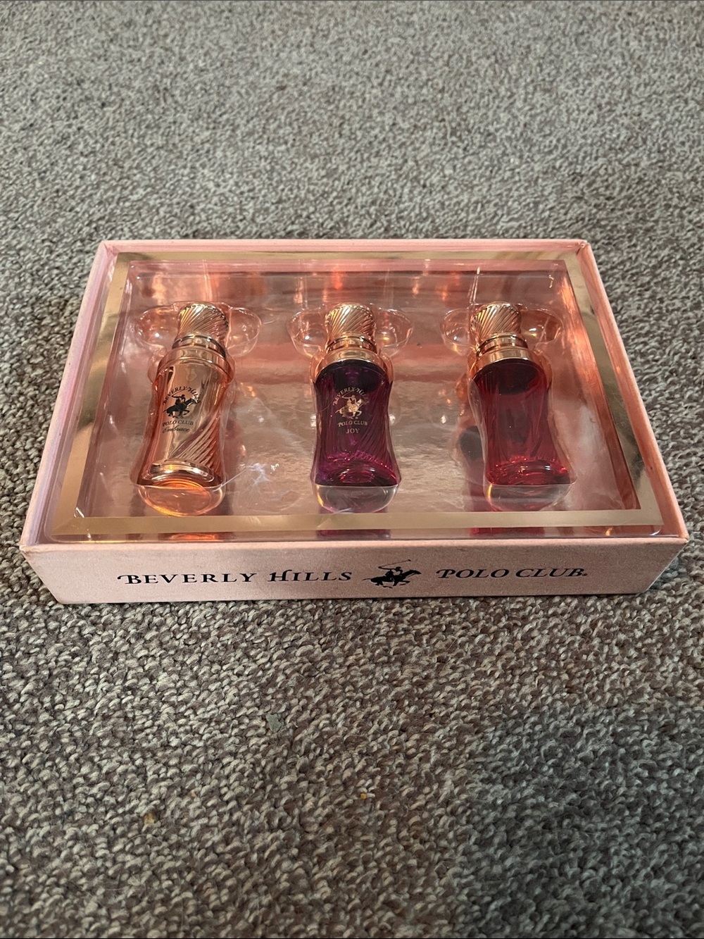 Beverly Hills Polo Club Pink, Purple & Red Mini Perfume Bottle Set